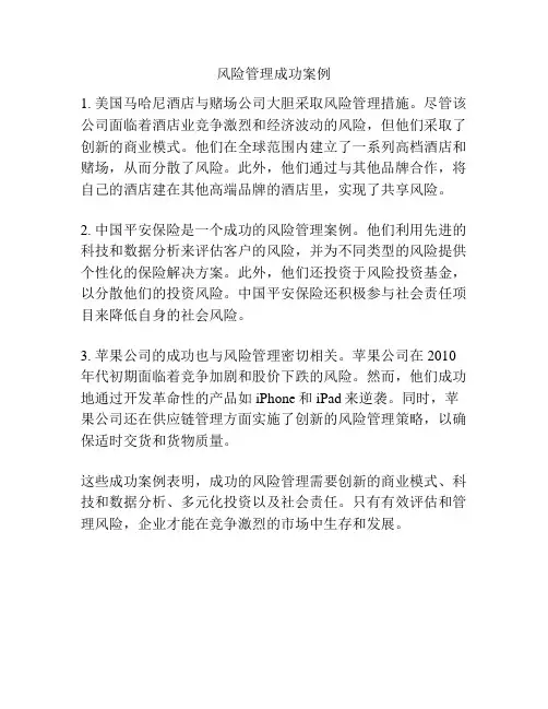 风险管理成功案例