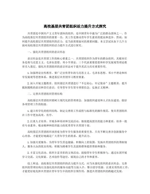 高校基层共青团组织活力提升方式探究