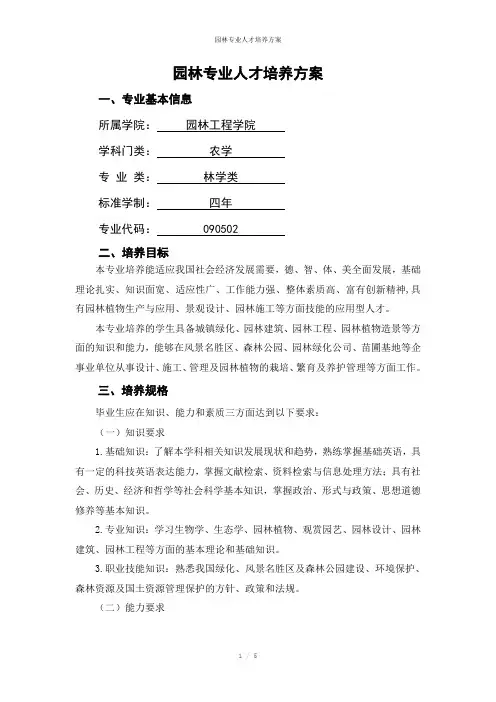 园林专业人才培养方案