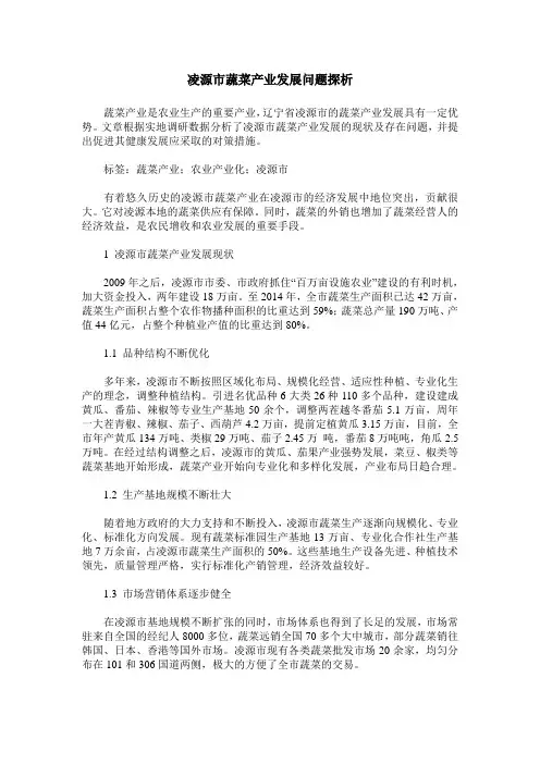 凌源市蔬菜产业发展问题探析