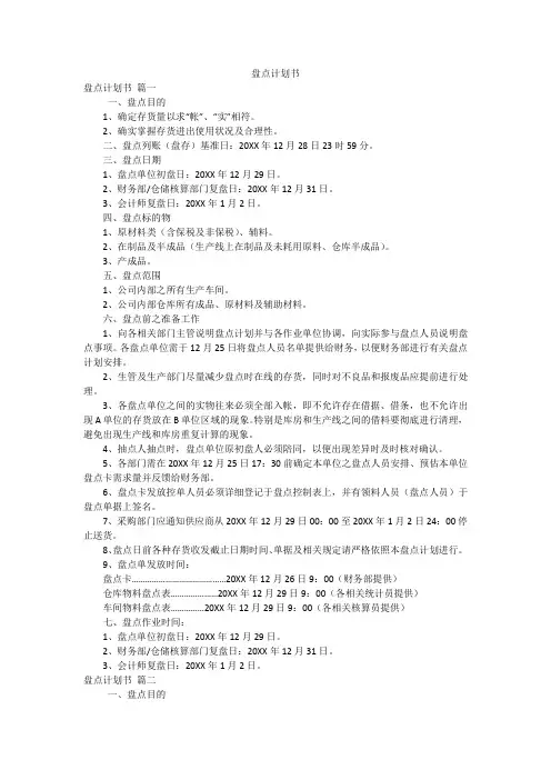 盘点计划书