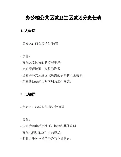 办公楼公共区域卫生区域划分责任表