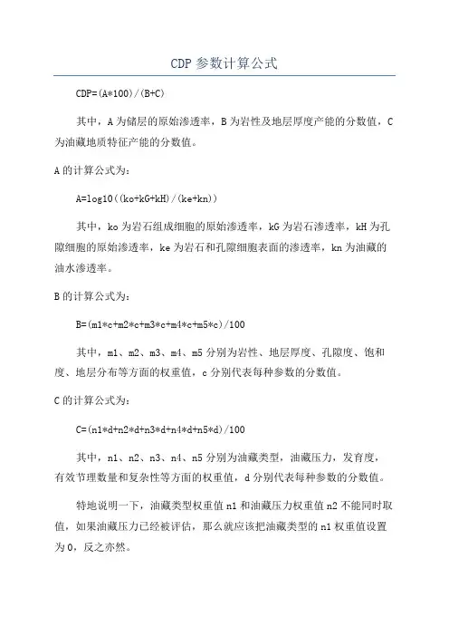 CDP参数计算公式