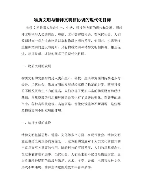 物质文明与精神文明相协调的现代化目标