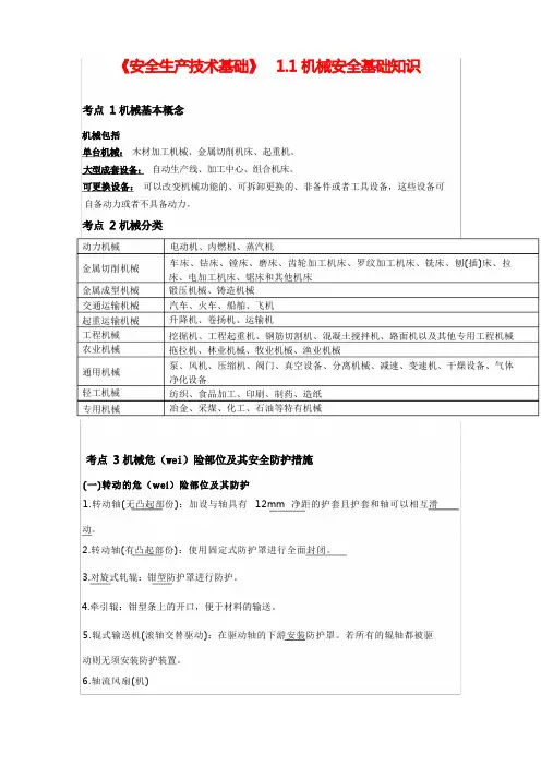 《安全生产技术基础》机械安全基础知识