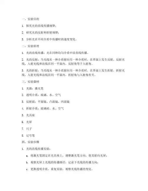 光线传播规律实验报告