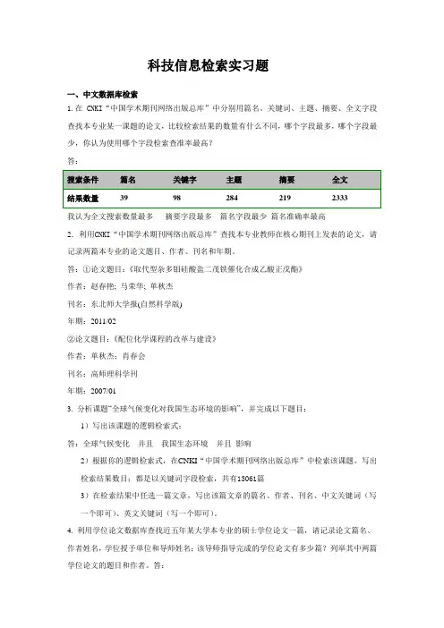 科技信息检索实习题