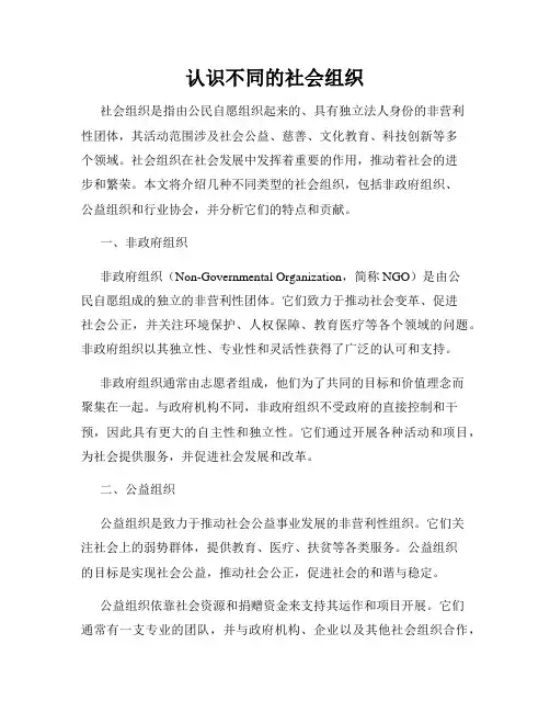 认识不同的社会组织
