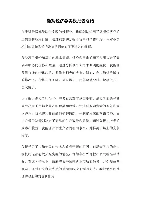 微观经济学实践报告总结