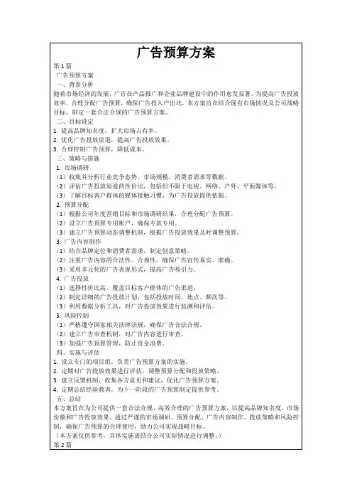广告预算方案