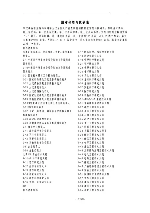 职业分类及代码表