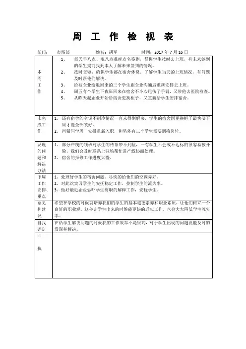 周工作检视表