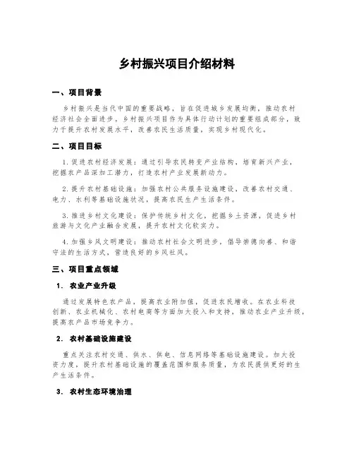 乡村振兴项目介绍材料3000字