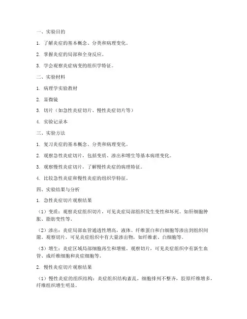 病理学炎症的实验报告