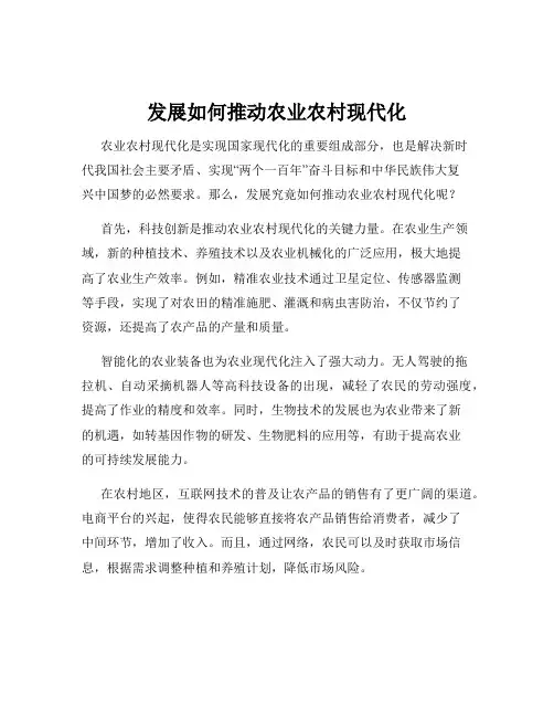 发展如何推动农业农村现代化
