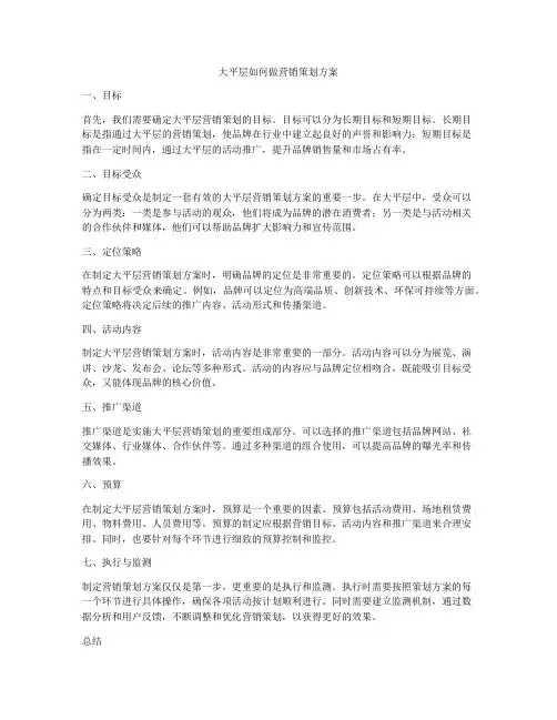 大平层如何做营销策划方案