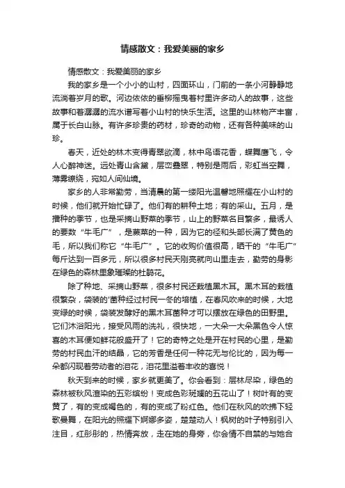 情感散文：我爱美丽的家乡