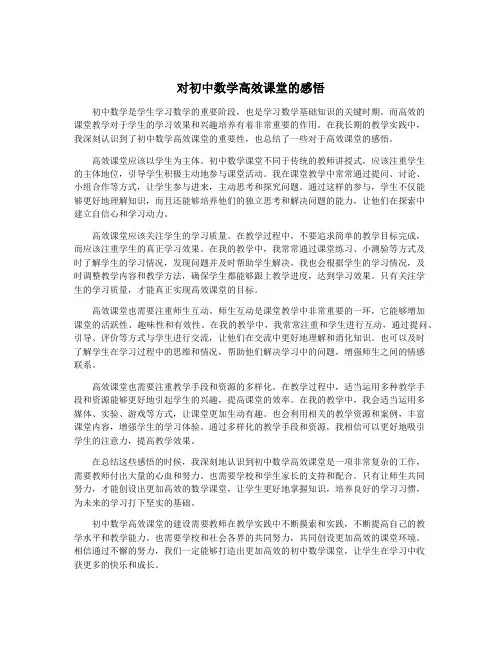 对初中数学高效课堂的感悟