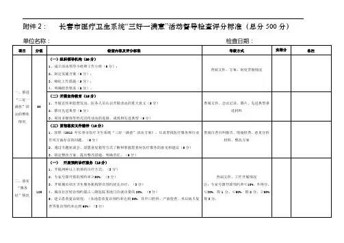 三好一满意督导检查标准