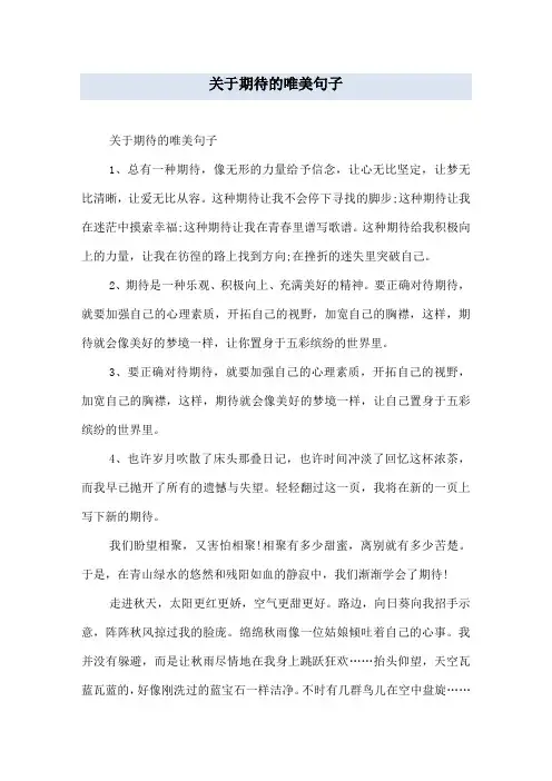 关于期待的唯美句子