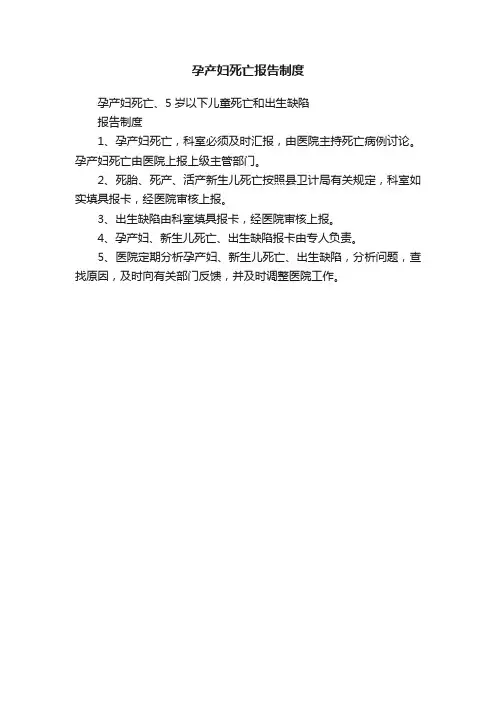 孕产妇死亡报告制度