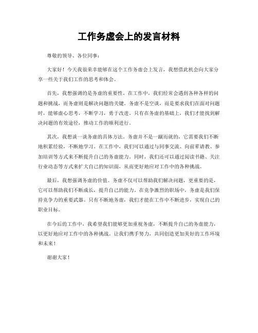 工作务虚会上的发言材料