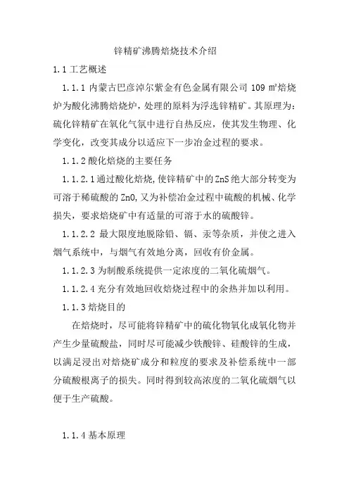 锌精矿沸腾焙烧技术介绍