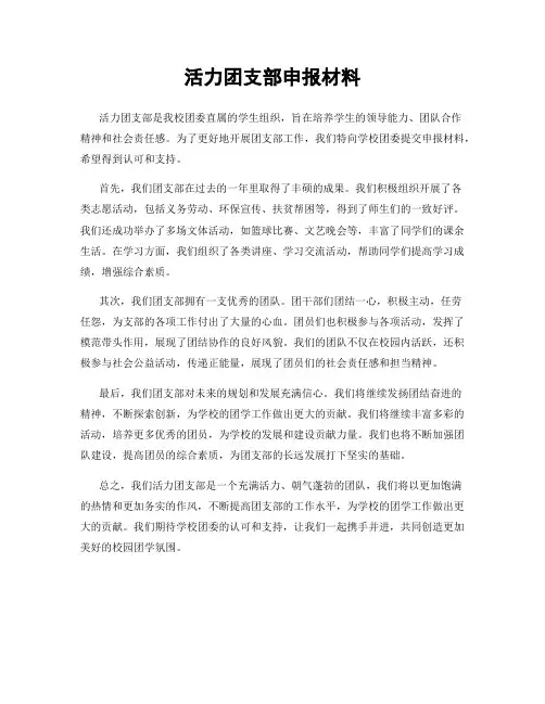 活力团支部申报材料