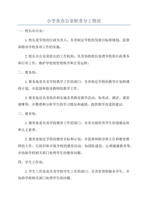 小学各办公室职责分工情况