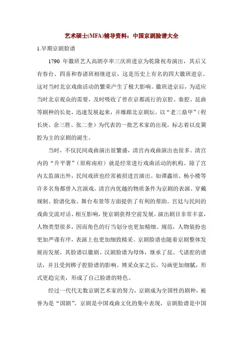 艺术硕士(MFA)辅导资料：中国京剧脸谱大全