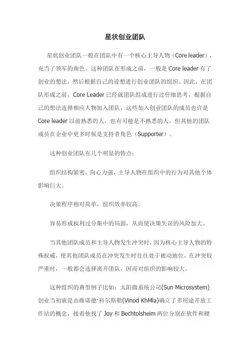 星状创业团队的特征