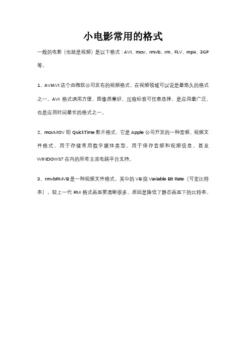 小电影常用的格式