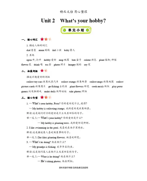 精通版六年级上册小学英语 Unit 2 单元知识点小结