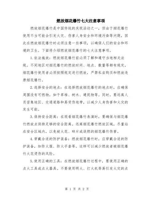 燃放烟花爆竹七大注意事项
