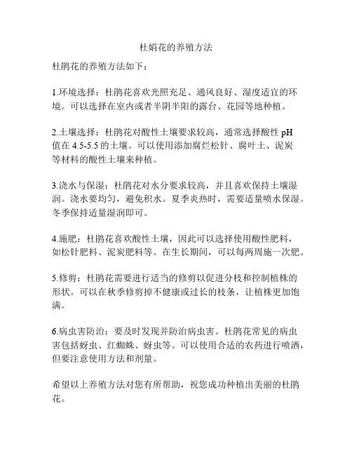 杜娟花的养殖方法
