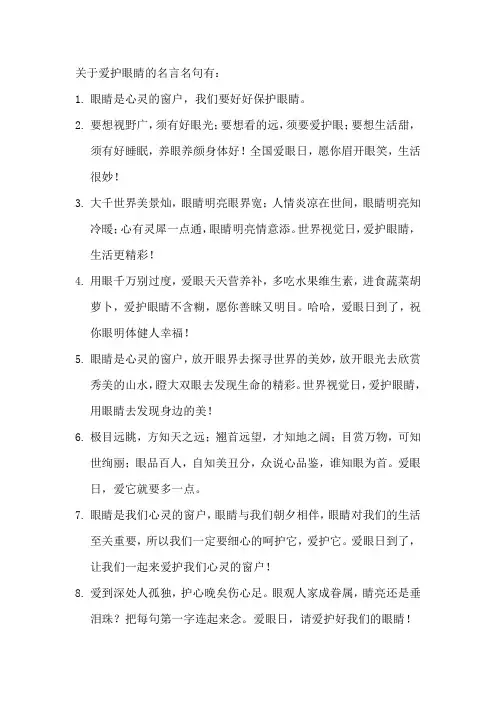 关于爱护眼睛的名言名句