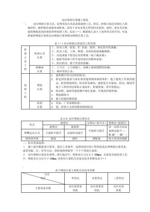 高压喷射注浆施工规范