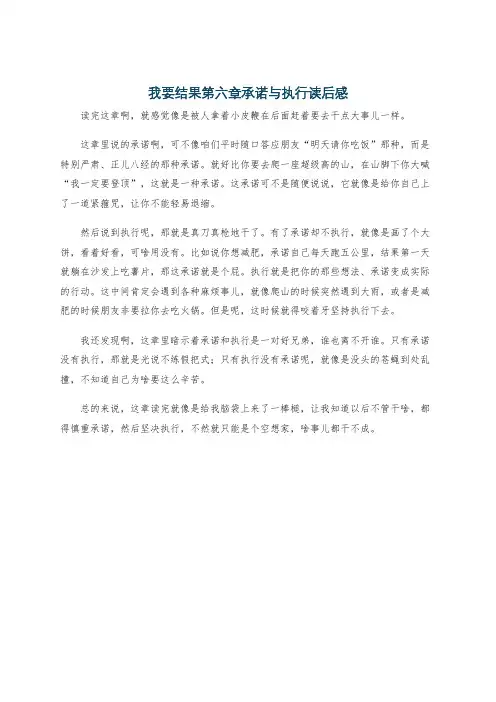 我要结果第六章承诺与执行读后感