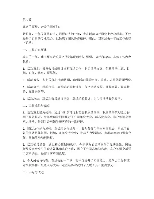 活动执行年度个人总结(3篇)