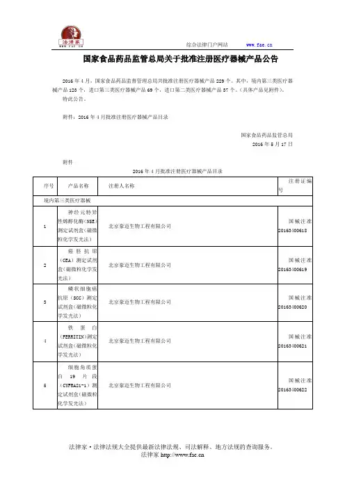 国家食品药品监管总局公告2016年第98号关于批准注册医疗器械产品公告-国家规范性文件