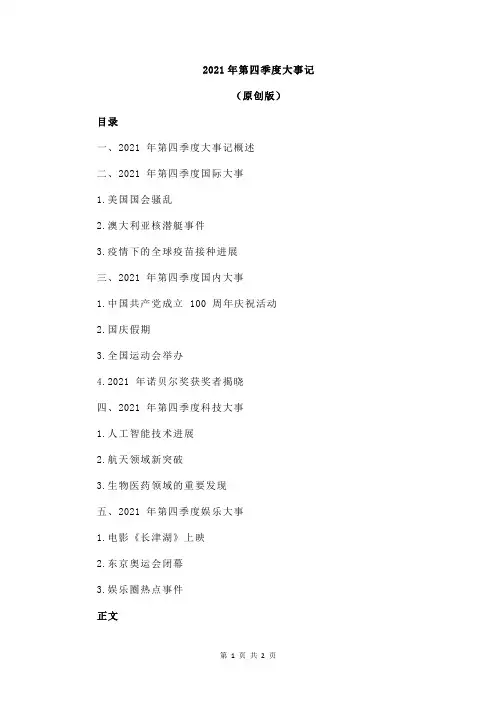 2021年第四季度大事记