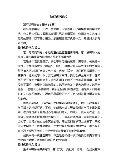 路灯优秀作文