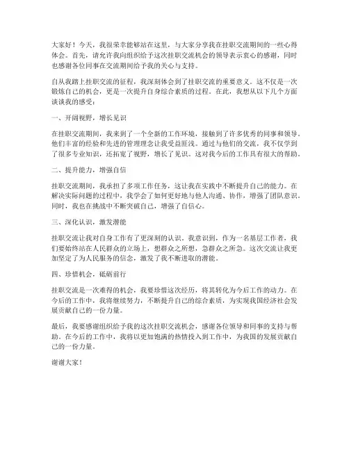 挂职交流发言稿