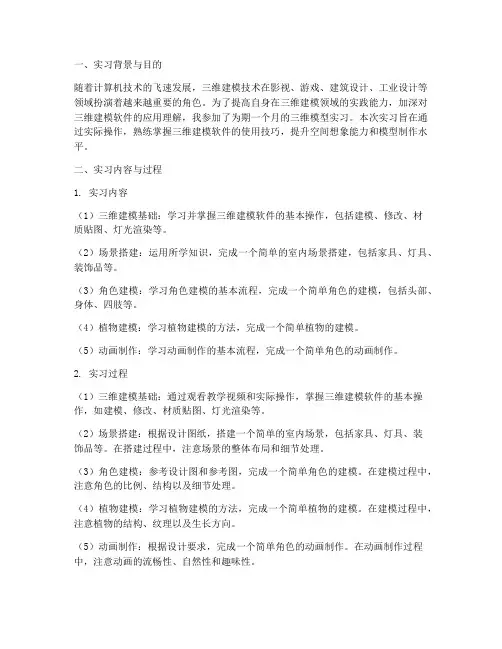 三维模型的实习报告