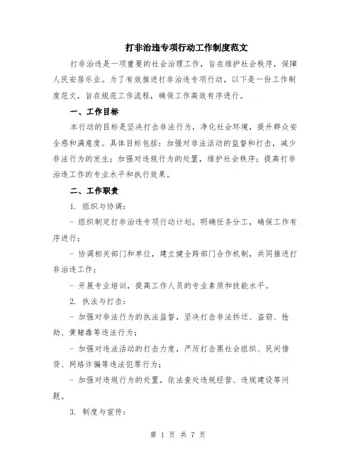 打非治违专项行动工作制度范文（二篇）