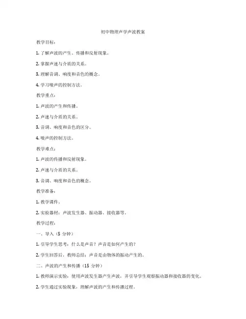 初中物理声学声波教案
