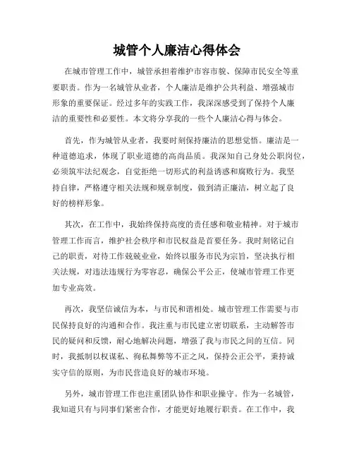 城管个人廉洁心得体会