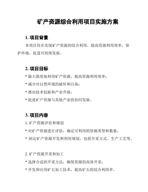矿产资源综合利用项目实施方案
