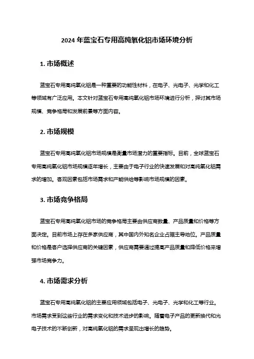 2024年蓝宝石专用高纯氧化铝市场环境分析