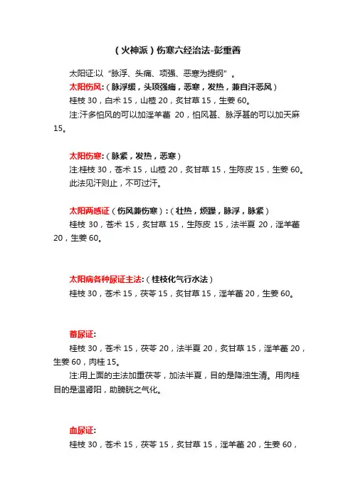 （火神派）伤寒六经治法-彭重善